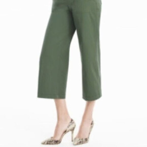 NWT WHBM WIDE LEG CROP PANTS GREEN - Picture 3 of 10
